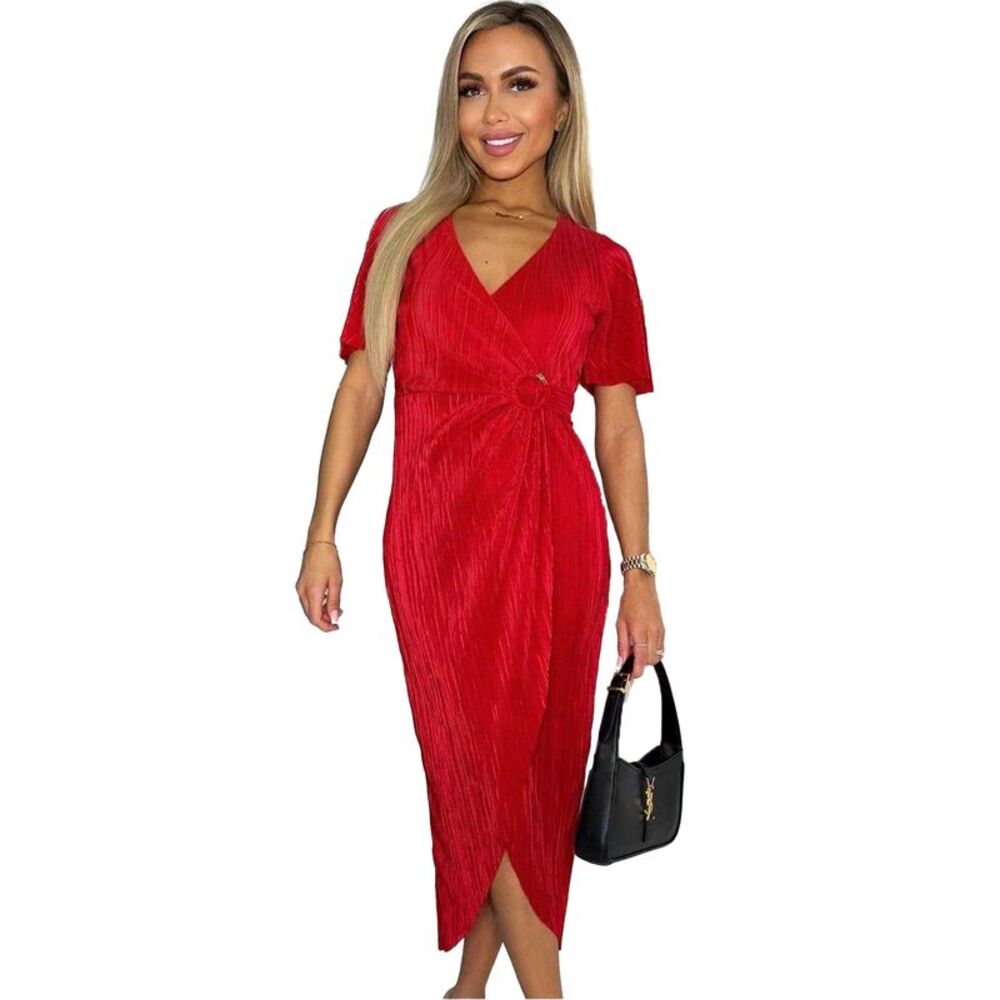 AX Paris Womens/Ladies Plisse Wrap Dress / Red